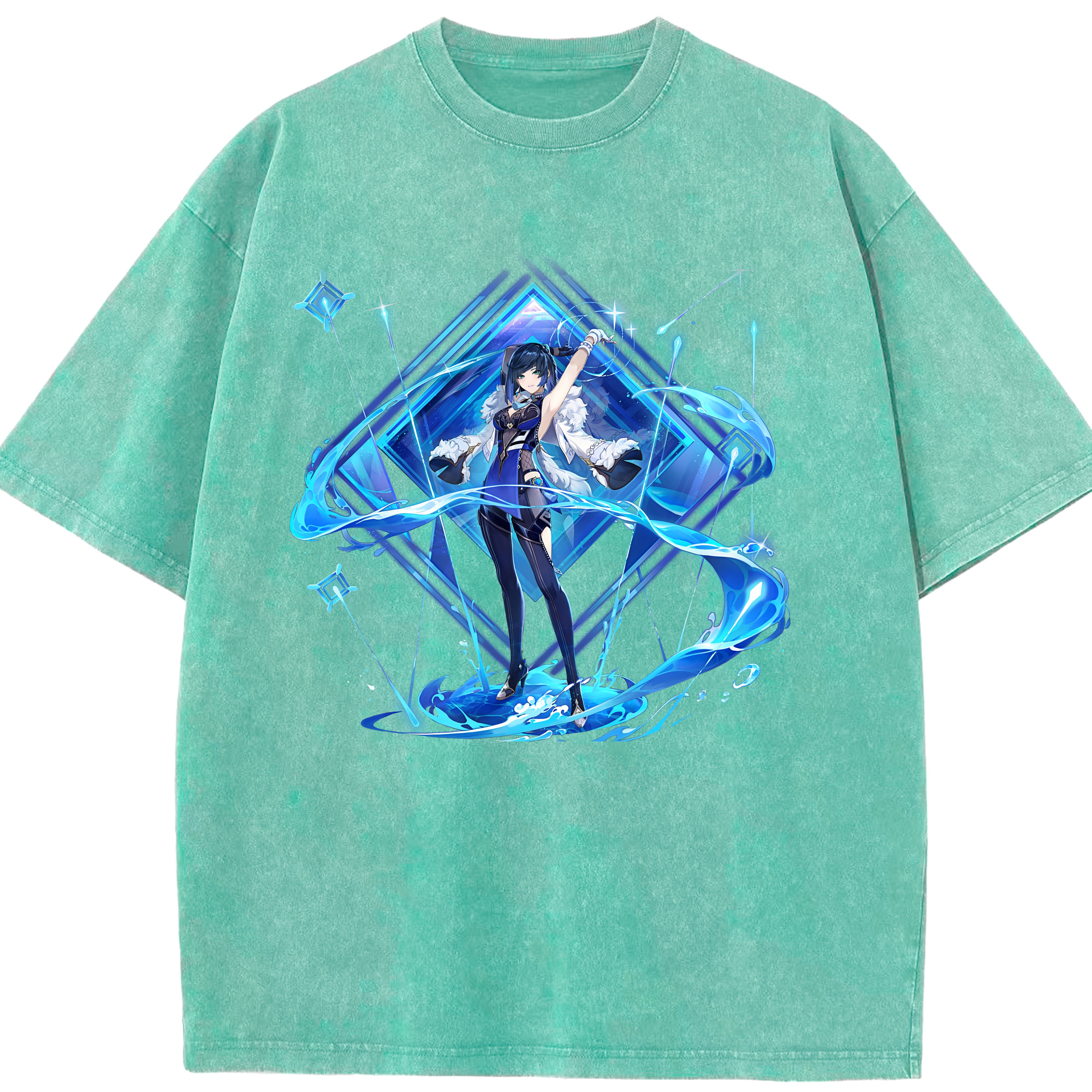 げんし神 夜兰 やらん genshin Yaran 綿100% ヴィンテージ風 半袖Tシャツ（フロントプリント）